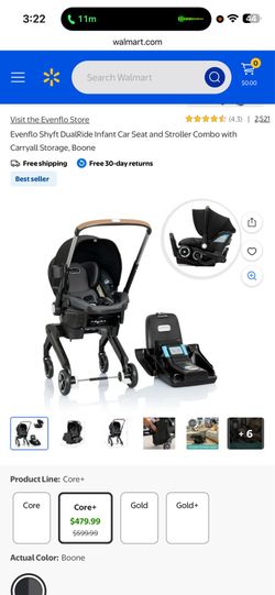 Evenflo Shyft DualRide Travel System with Carryall Storage - Boone Gray