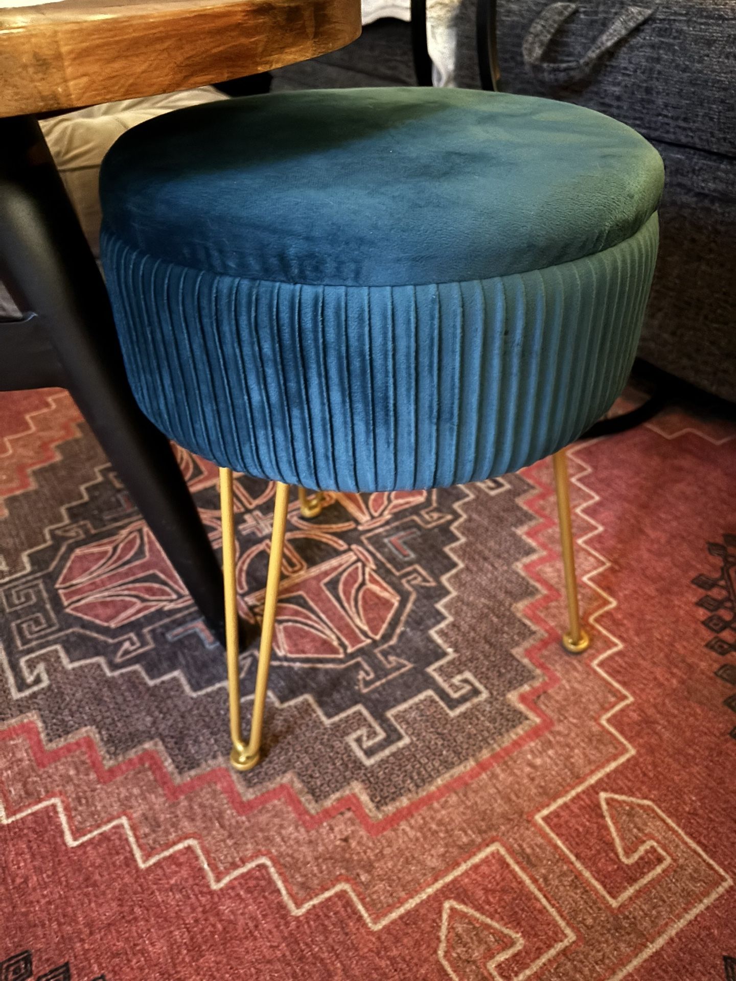 Small Teal Ottoman With Storage