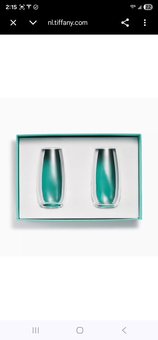 TIFFANY&CO Stemless Champagne Flutes in Crystal Glass, Set of Two