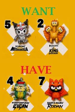 Hello Kitty Godzilla McDonald's TRADE 4 7