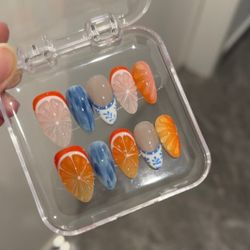 Fruit And Ceramic Almond Nails