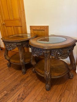 Vintage matching wooden end tables