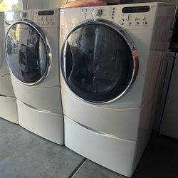 LARGE CAPACITY FRONT LOAD DRYER AND WASHER WORKING GREAT WITH WARRANTY!