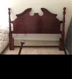 Queen bed frame with box spring and mattresses