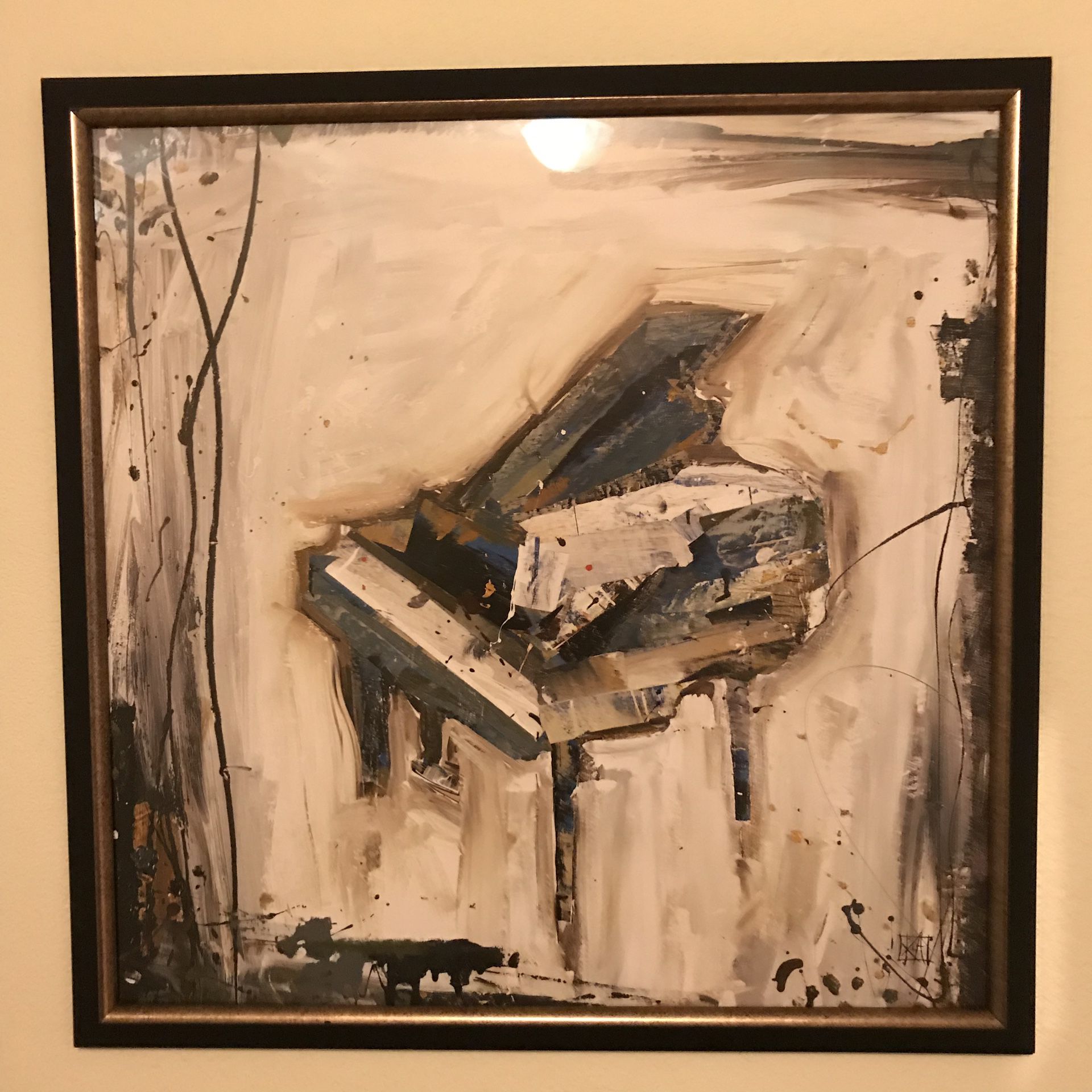 Custom framed abstract baby grand piano print