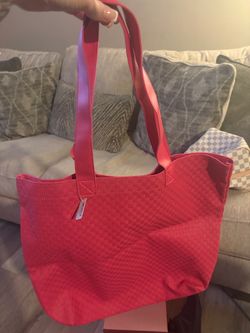 Red Woven Texture Tote Bag