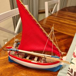 Vintage Wooden Model Sail Boat