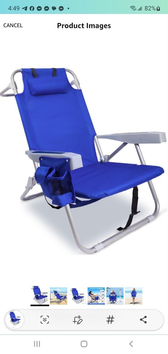 BRAND NEW. Beach Chair with Backpack Straps, Heavy Duty Backpack