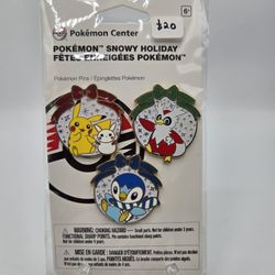 Pokemon Center Snowy Holiday Pins - Pikachu, Delibird & Piplup **Rare**