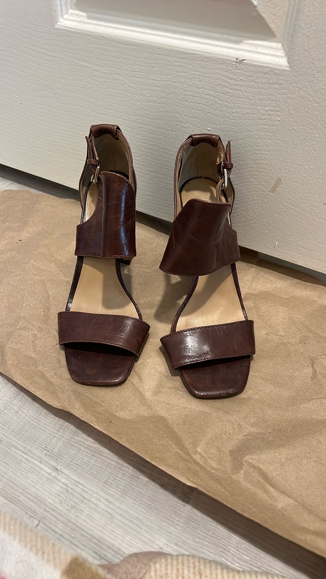 Brown Leather High Heel Sandals - Size 7 - Banana Republic