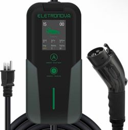New Eletronova Level 1 EV Charger 240V /15 Amp UL & Energy Star Certified Metal Case Indoor/Outdoor Charging Station,NEMA 5-15 Plug 25-Foot Cable