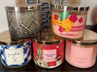 New!!!Bath & Body Works 3-Wick Scented Candles – Set of 5