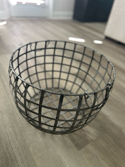 Metal storage basket with handles