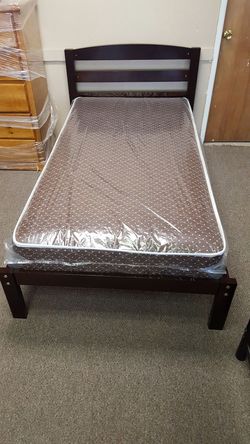 Wooden twin bed with mattresses!