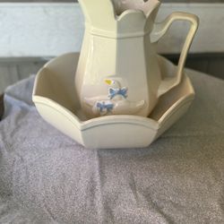 Country Goose Wash Basin And Pitcher