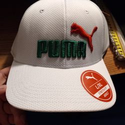 Puma White/Green Flex Fit Hat 