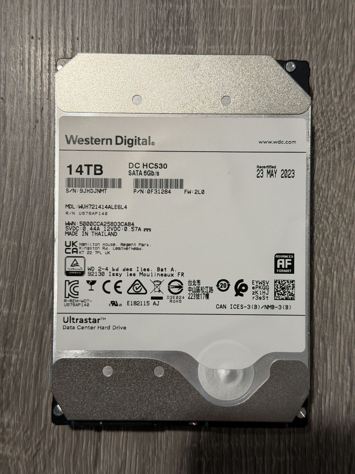 14TB Western Digital UltraStar DC HC530 Hard Drive