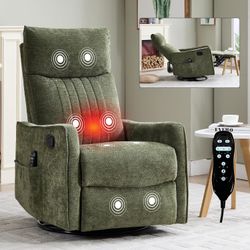 High Back Massage Recliner with Heat - Swivel Rocking Chair for Small Spaces, Manual Lazy Boy Recliner for Adults, Perfect for Living Room & Bedroom, 