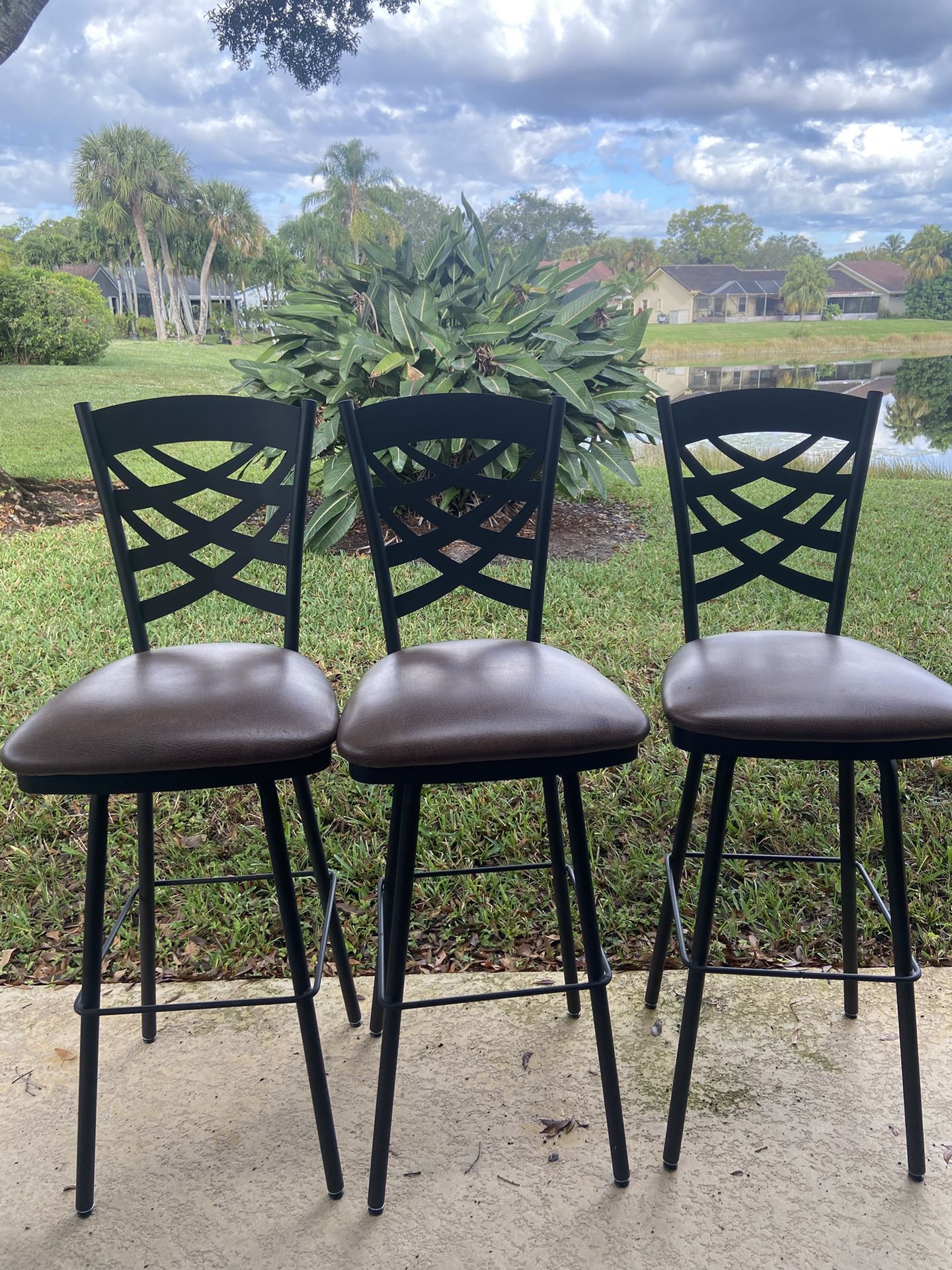 3 Like New High Back Barstools