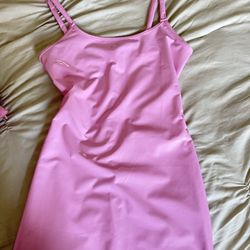 Pink Faux Leather Mini Dress 