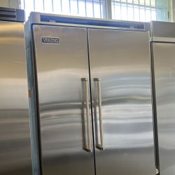 Viking 48”Wide Stainless Steel Built In Side By Side Refrigerator In Stainless Steel 