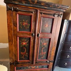 Mexican Painted Wood Cabinet