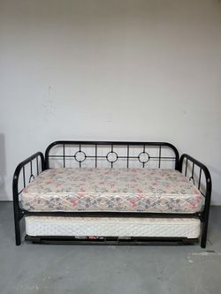 Black modern twin trundle bed includes mattresses delivery options available