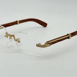 PREMIERE DE CARTIER C DECOR WOOD RIMLESS EYEGLASSES NEW GENUINE CT0377O RP $3350