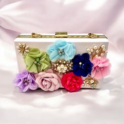 Handmade Acrylic Purse Clutch With Detachable Chain 