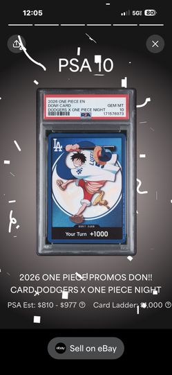 Psa 10 Dodgers Luffy Don