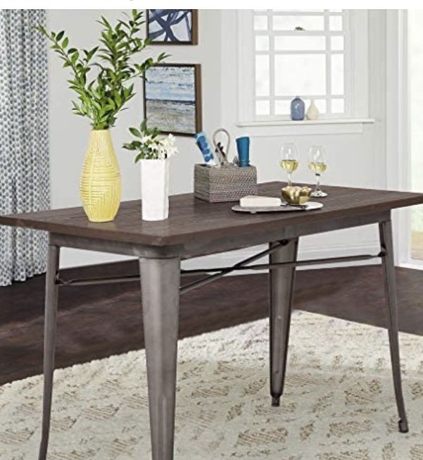 Metal Kitchen Table Dining Table Home Restaurant Wood Top Table Indoor Outdoor