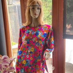 Vtg Mod Hippie Festival Long Tunic Maxi