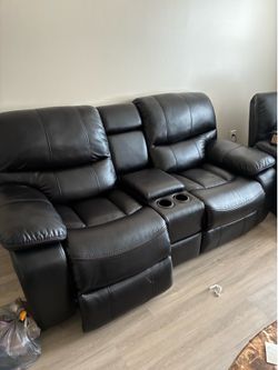 Black leather coaches  2 set