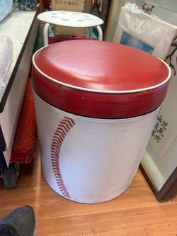 Rare Baseball Storage Ottoman Stool