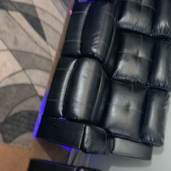 Black leather Sofa and Love Seat rec Recliner with LED lights