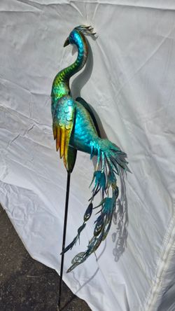 Metal Peacock Garden Stake Yard Art