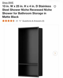 BWE Matte Black Stainless Steel Recessed Shower Niche