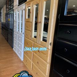 XL Pinewood Natural Chest Dresser With Mirror New Cajonera Ropero