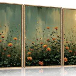 New in box, HOURIA Mystical Midnight Wildflower Framed Canvas Wall Art Set,painting