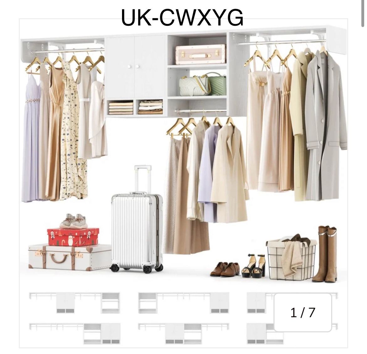 118'' Over Washer and Dryer Storage Shelves and Organizer, Wall Mounted, with 3 Hanging Rods