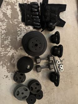 220 Lbs 1 Inch Dumbbell Weights2X45 ,2x30Lb,40 Lb Weight Vest And Bench