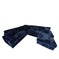 BRAND NEW 10x13x6ft And 11x11ft SECTIONAL CHAISE SOFA,  Cordoroy Navy FABRIC. CUSTOM MADE AVAILABLE 