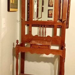 Solid Oak Handmade Coat Rack 