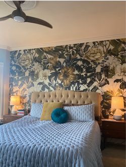 King Size upholstered headboard + metal frame