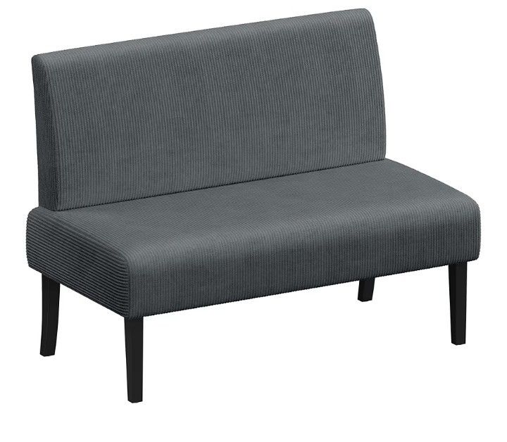 Yaheetech Sofa Couch Armless Loveseat Futon, Dark Grey, Corduroy Fabric