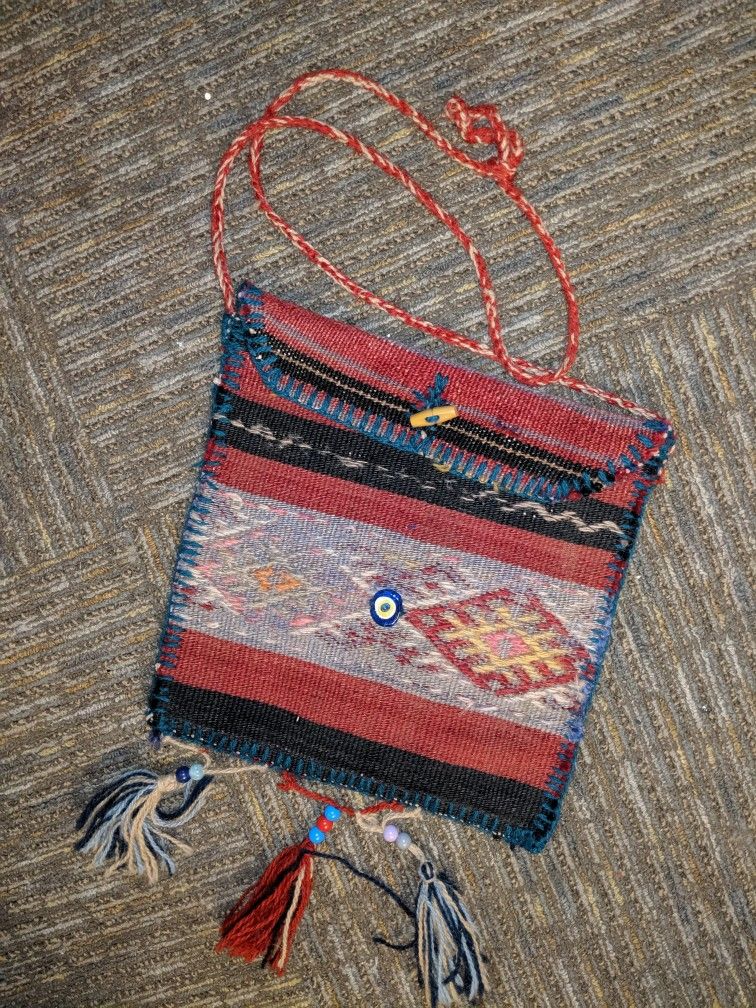 Handmade Turkish Kilim Woven Carpet Rug Purse