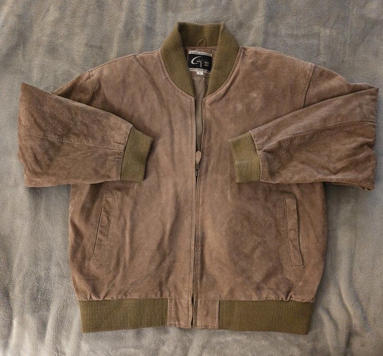 Unisex Brown Leather Jacket Size L