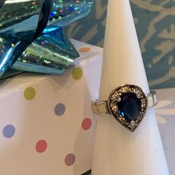 Genuine 2.2ctw Sapphire & Opal Ring
