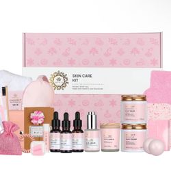 Spa Gifts , 28pcs Rose Facial Skin Care Set includes Face Cream,Bath Oil,Shower Accessories. Body & Facial Kit , Christmas’s gift ,Birthday ,Mother's 