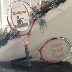 2 Wilson Federer Adult 4 3/8  Strung Tennis Racket 